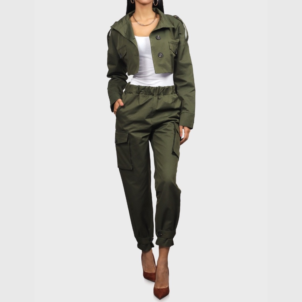 Cargo Jogger Pants Olive Green
